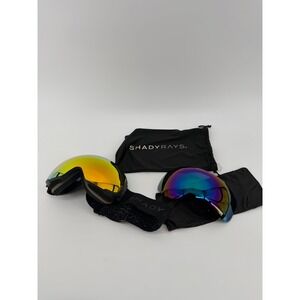 Shady Rays Frontier Snow Goggles Black Magnetic Lenses Orange Blue Iridescent